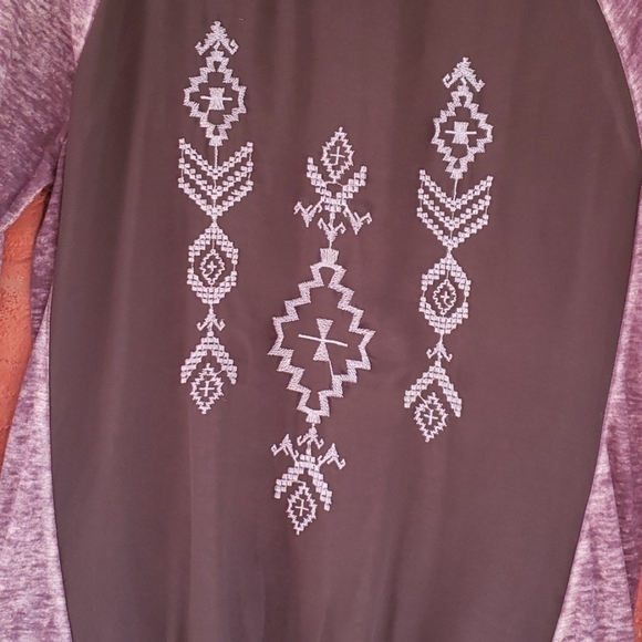 Ruff Hewn Embroidered Sheer Front Long Sleeve Top - Picture 4 of 6